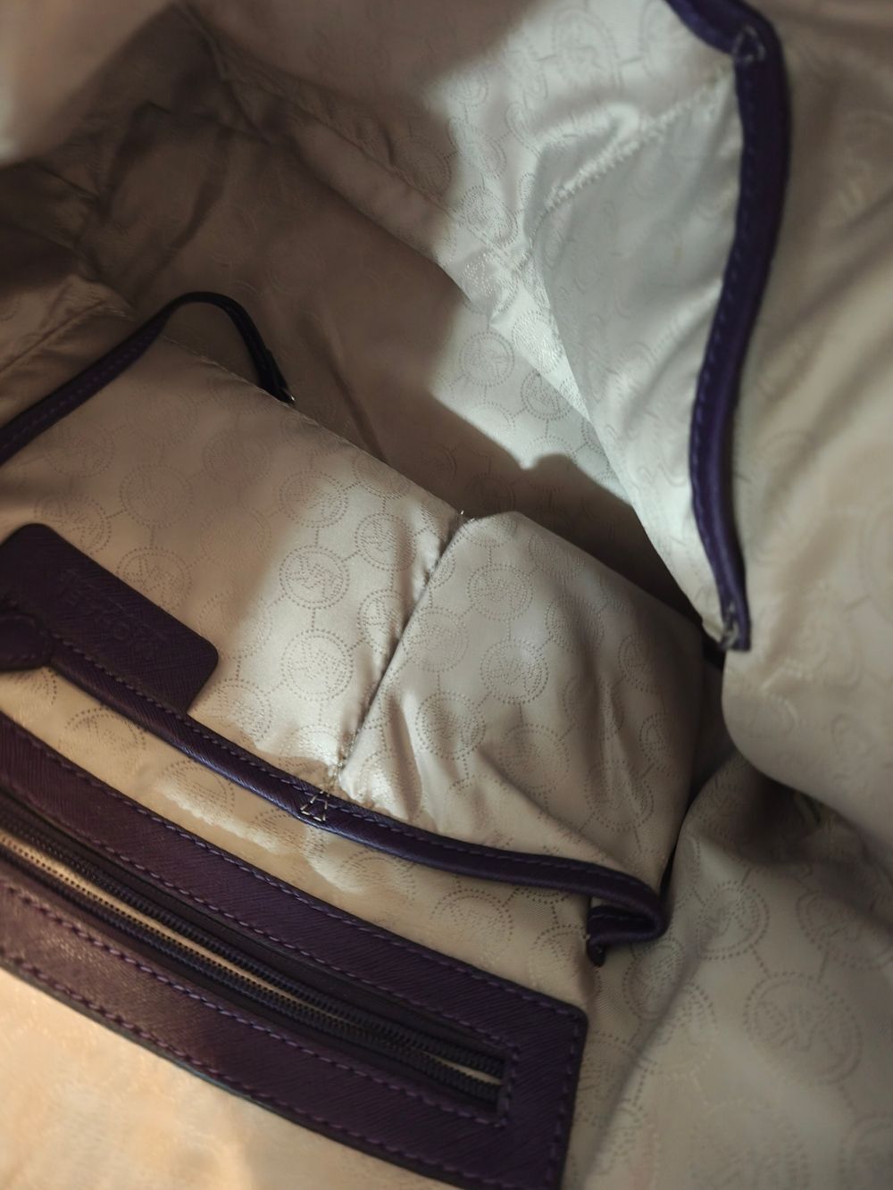 Michael Kors Purple Shoulder Tote with Silver Hardware - Picture 3 of 3